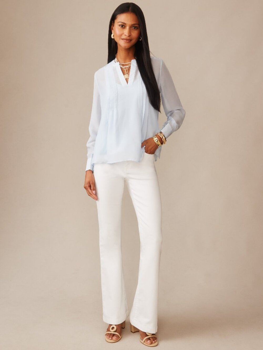 J McLaughlin Katherine Silk Chiffon Blouse - Light Blue NEW